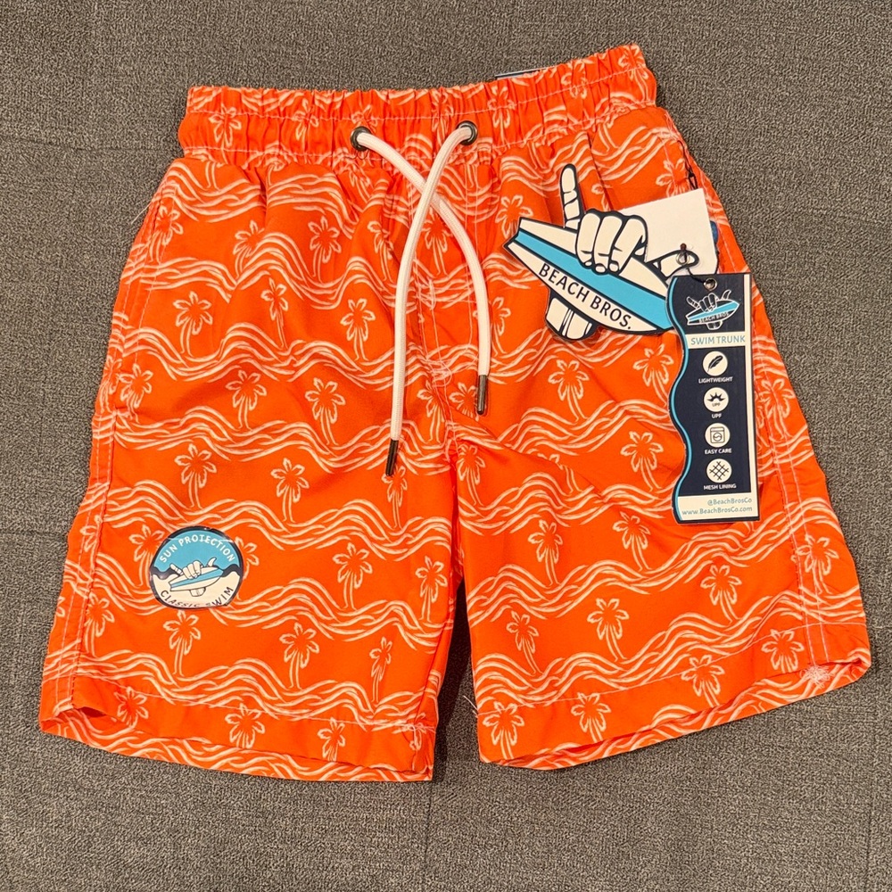 Beach Bros Orange Kids Swim Trunks